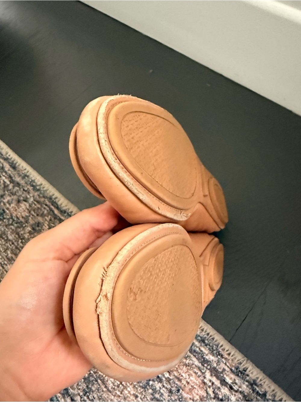 Tory Burch Blush Leather Logo Ballet Flats - Picture 2 of 4